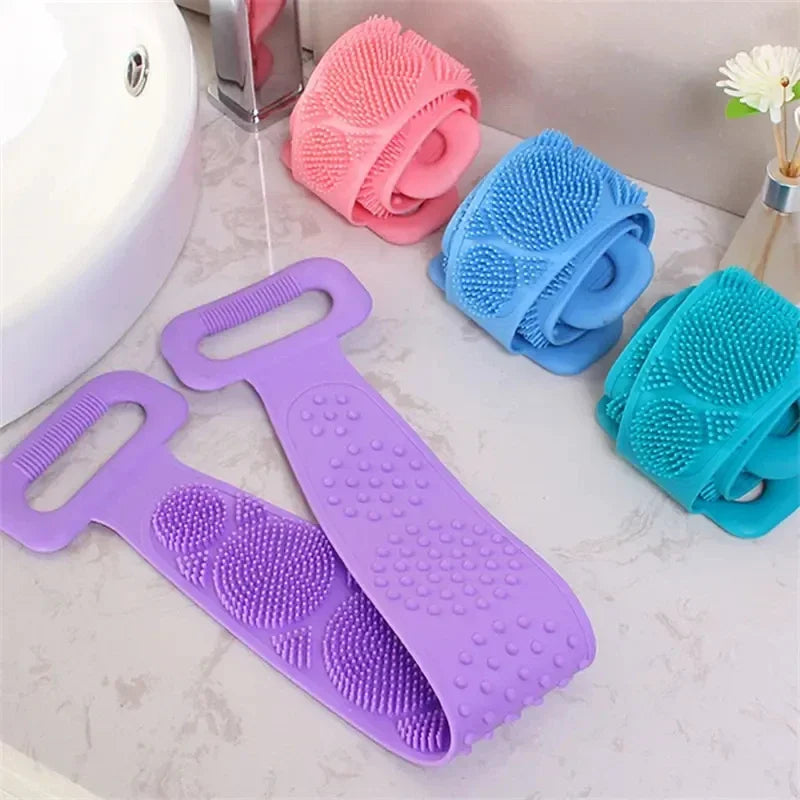 🌸 Scrubber per la schiena e massaggiatore per il bagno in silicone a doppia faccia 🌿