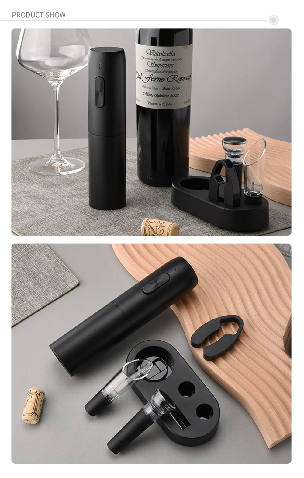 Set di apribottiglie elettrico per vino con base di ricarica USB: perfetto per gli amanti del vino! 🍷