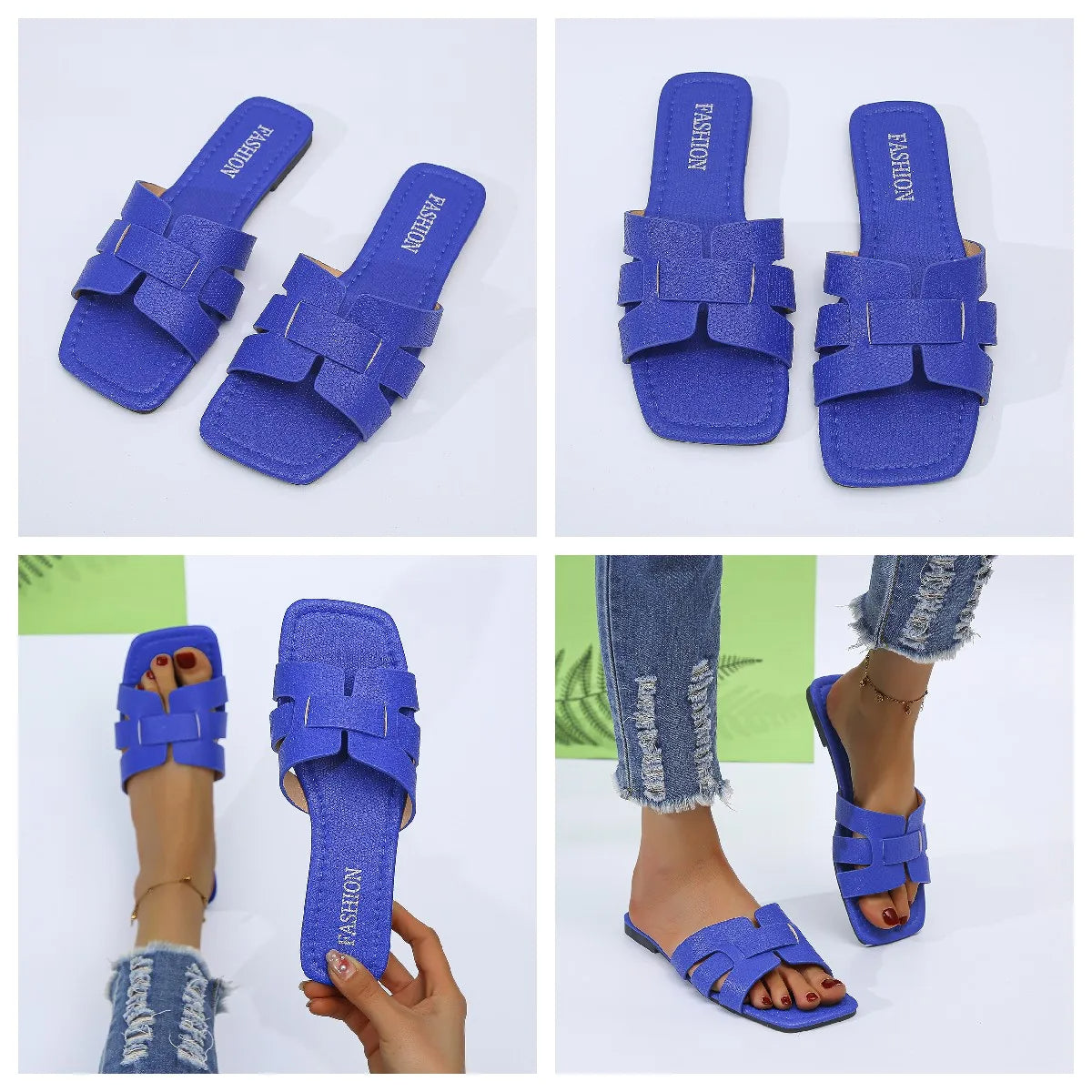 Sandales plates d'été chics pour femmes - Chaussons de plage tendance avec coupe confortable et design élégant