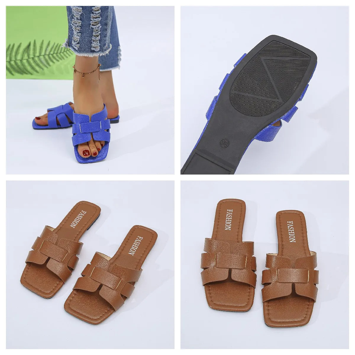 Sandales plates d'été chics pour femmes - Chaussons de plage tendance avec coupe confortable et design élégant