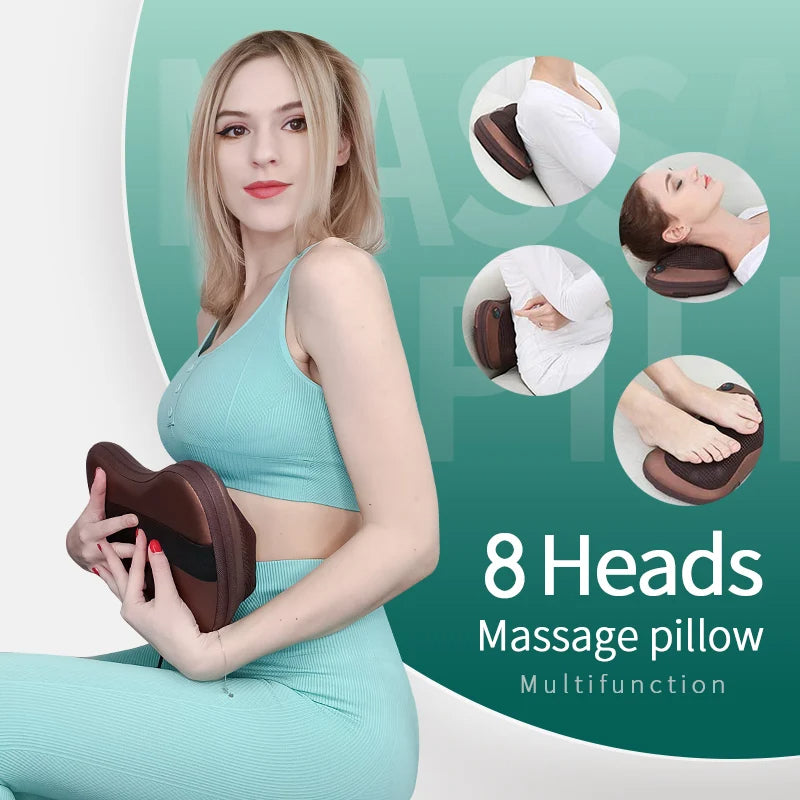 Coussin de massage ShiatsuPro : masseur Shiatsu chauffant à 8 têtes pour une relaxation complète du corps