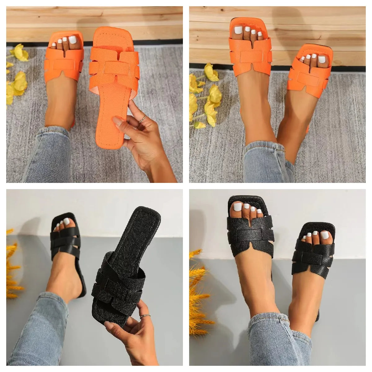 Sandales plates d'été chics pour femmes - Chaussons de plage tendance avec coupe confortable et design élégant