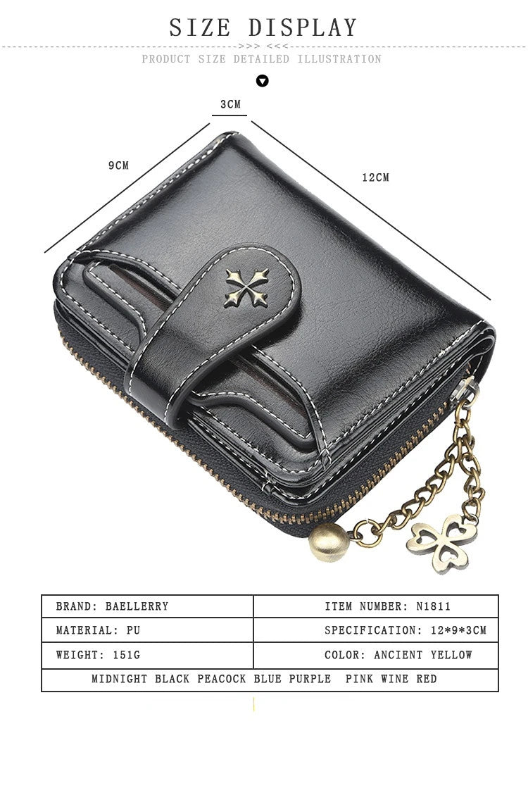 🌟 Elegance Meets Functionality – Stylish Women's PU Leather Coin Purse with Keychain Accent