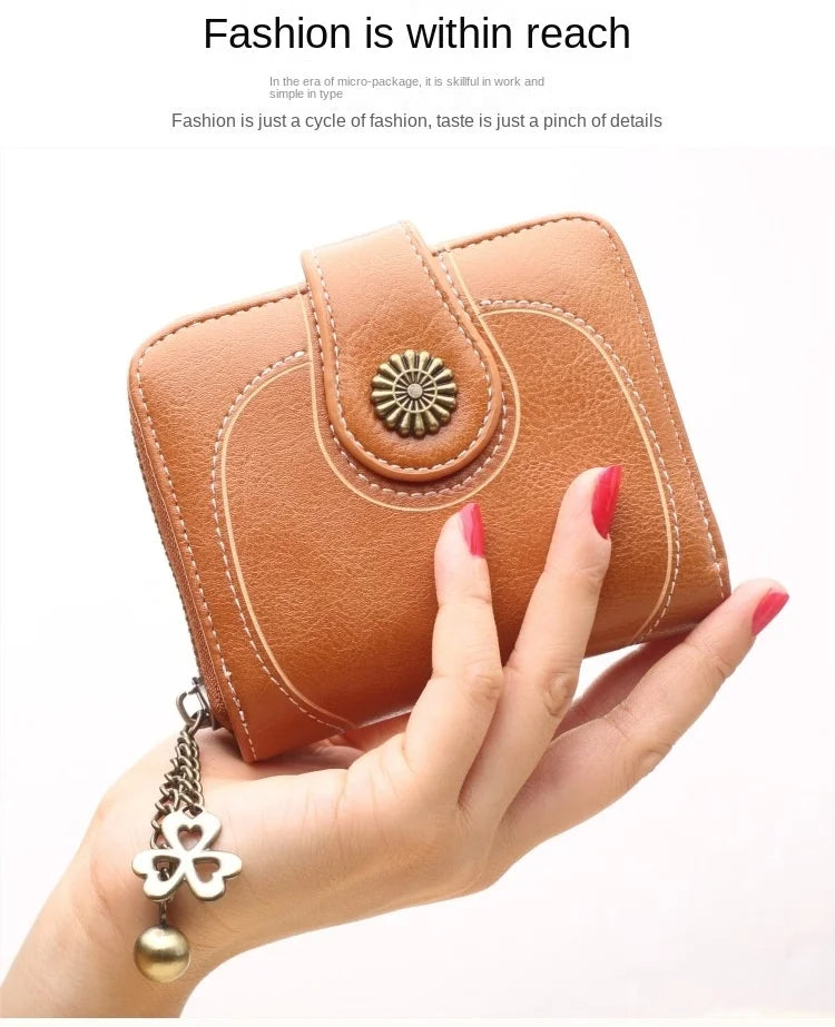 🌟 Elegance Meets Functionality – Stylish Women's PU Leather Coin Purse with Keychain Accent