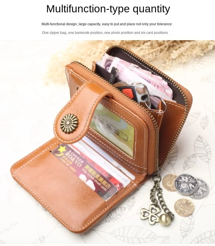 🌟 Elegance Meets Functionality – Stylish Women's PU Leather Coin Purse with Keychain Accent