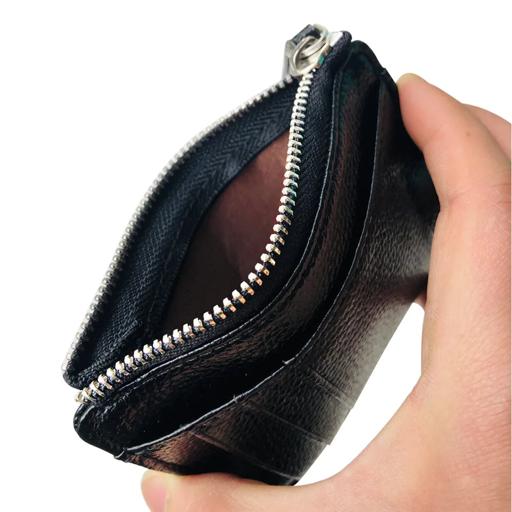 Portefeuille en cuir ultra fin pour hommes et femmes | Porte-cartes de visite minimaliste avec poche zippée pour pièces de monnaie