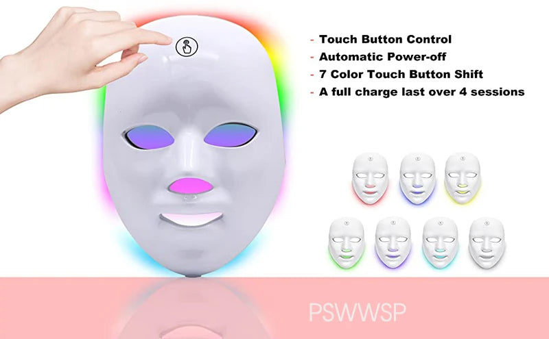 Masque de beauté à photothérapie LED 7 couleurs