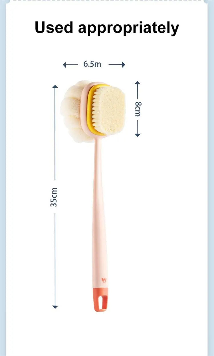 🛁 Brosse de bain exfoliante avec manche | Brosse et masseur double face 🛁