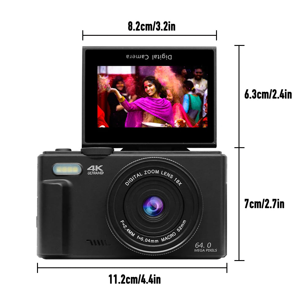 Capture Your Best Moments: 4K Digital Camera with 18X Zoom & Flip Screen 🎥📸