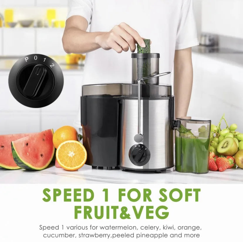 Estrattore di succo centrifugo ad alte prestazioni con bocca larga 🍊🍎🥕 - Estrai succo fresco senza sforzo, con precisione e velocità!