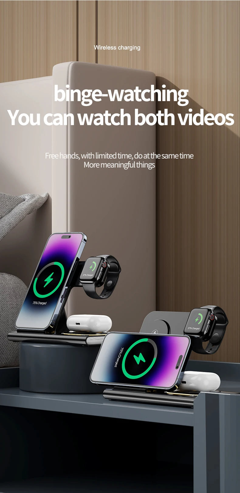 ✨ Dock di ricarica wireless pieghevole 4 in 1: ricarica i dispositivi Apple e Samsung senza sforzo! ⚡