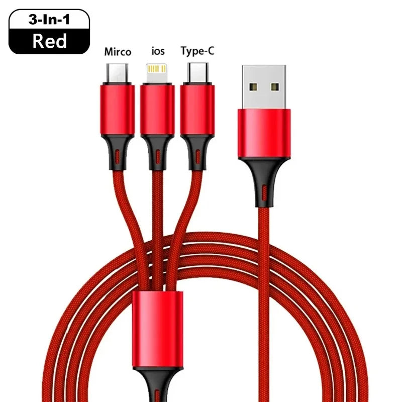 🚀 Cavo di ricarica rapida multi-USB 3 in 1 | Sincronizza e carica più dispositivi contemporaneamente