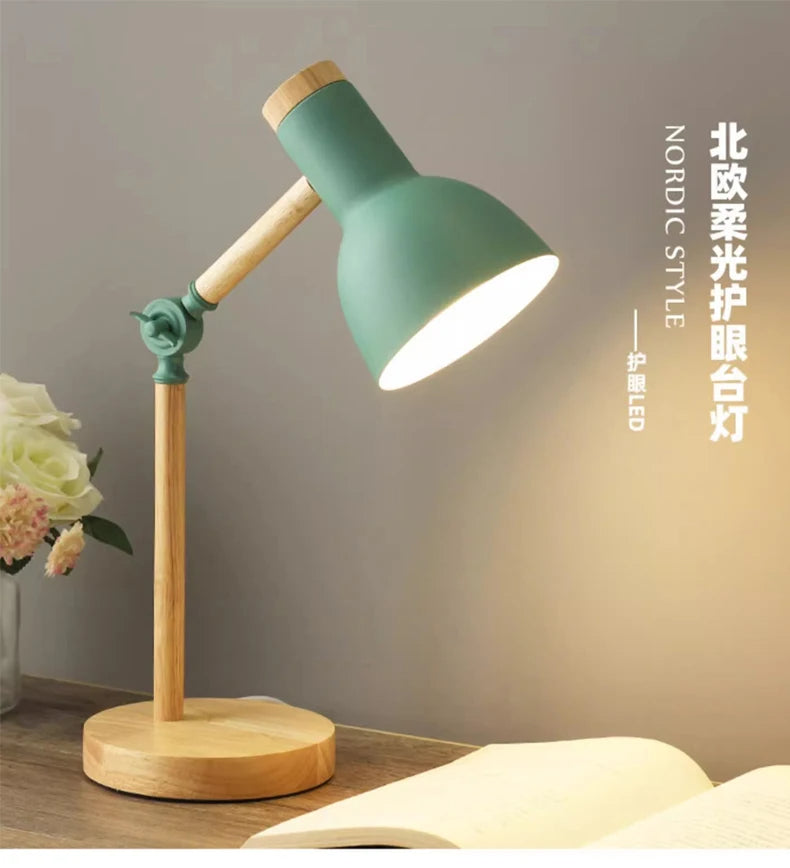 Nordic Style Wooden LED Table Lamp – Minimalist Eye Protection for Your Bedroom and Study 💡✨