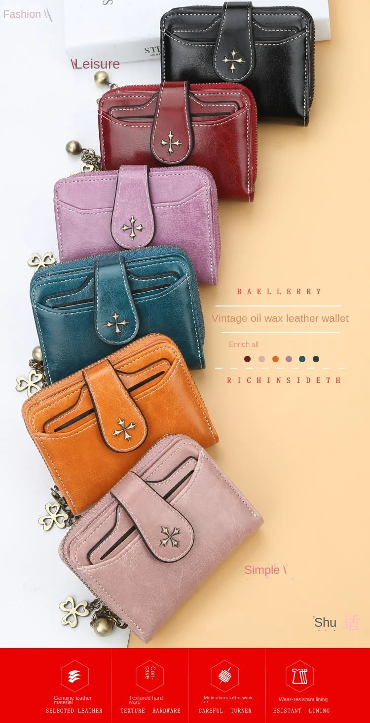 🌟 Elegance Meets Functionality – Stylish Women's PU Leather Coin Purse with Keychain Accent