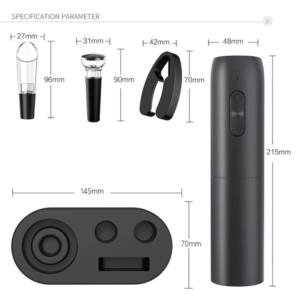 Set di apribottiglie elettrico per vino con base di ricarica USB: perfetto per gli amanti del vino! 🍷