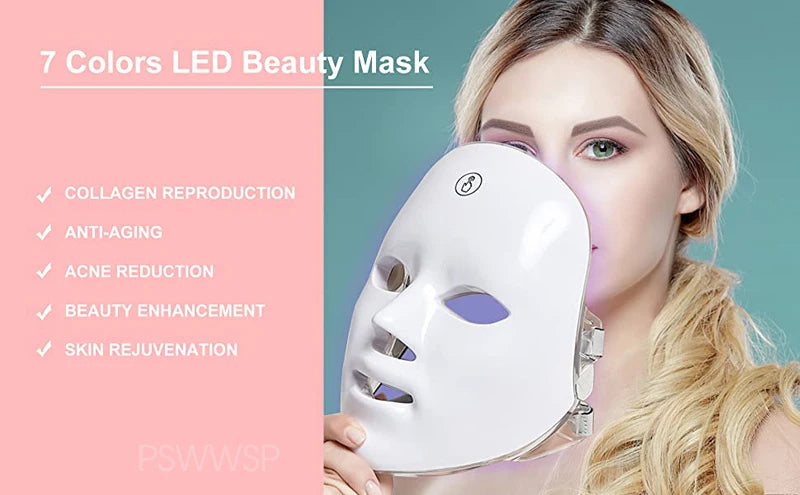 Masque de beauté à photothérapie LED 7 couleurs