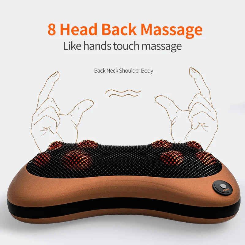 Coussin de massage ShiatsuPro : masseur Shiatsu chauffant à 8 têtes pour une relaxation complète du corps