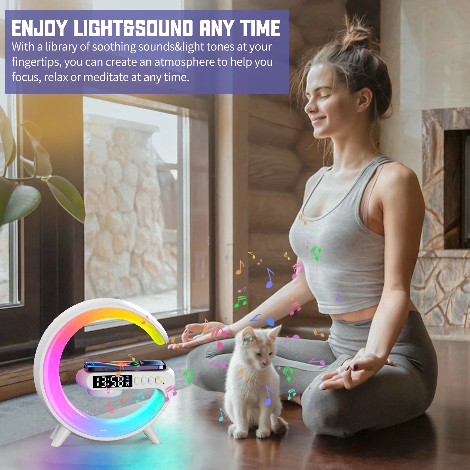 🌈 LED Smart Wake Up Light con Speaker Wireless – Lampada RGB Multifunzione