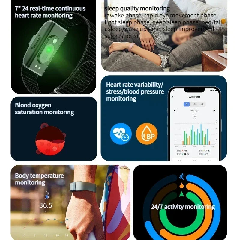 VitaPulse Pro : Bracelet de santé intelligent biométrique pour une surveillance complète de la forme physique et du bien-être