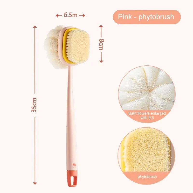 🛁 Brosse de bain exfoliante avec manche | Brosse et masseur double face 🛁