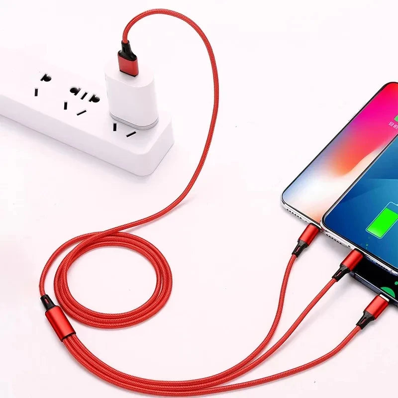 🚀 Cavo di ricarica rapida multi-USB 3 in 1 | Sincronizza e carica più dispositivi contemporaneamente