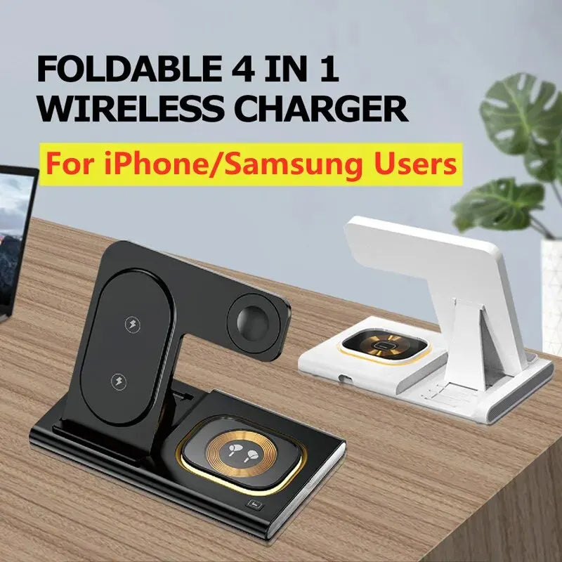 ✨ Dock di ricarica wireless pieghevole 4 in 1: ricarica i dispositivi Apple e Samsung senza sforzo! ⚡