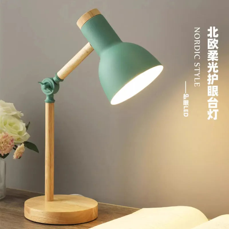 Lampada da tavolo a LED in legno in stile nordico: protezione minimalista per gli occhi per la tua camera da letto e studio 💡✨