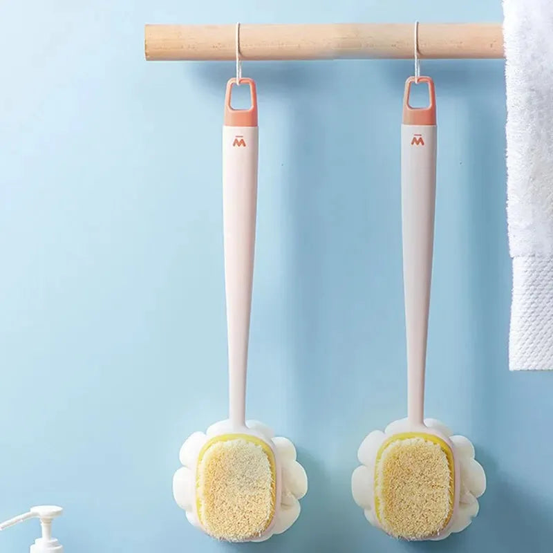 🛁 Brosse de bain exfoliante avec manche | Brosse et masseur double face 🛁