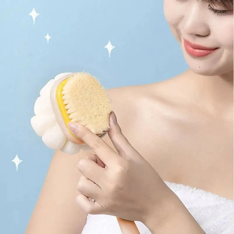 🛁 Brosse de bain exfoliante avec manche | Brosse et masseur double face 🛁