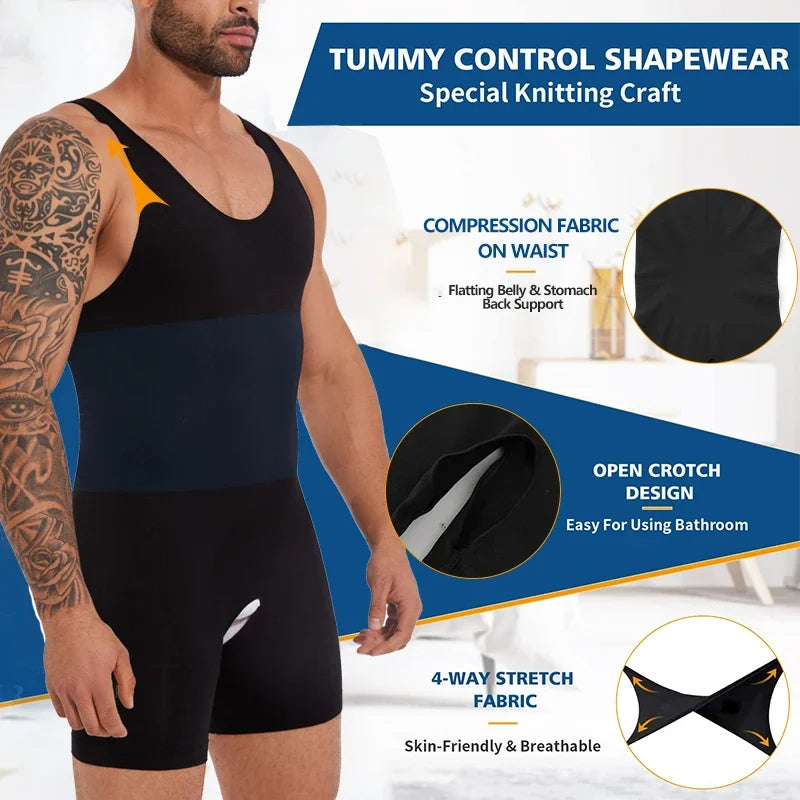 🔥 Shapewear a compressione completa per uomo: appiattisci all'istante i rotoli di pancia e schiena 🔥