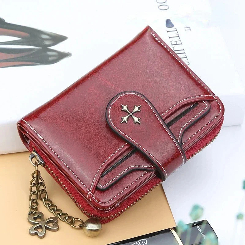 🌟 Elegance Meets Functionality – Stylish Women's PU Leather Coin Purse with Keychain Accent