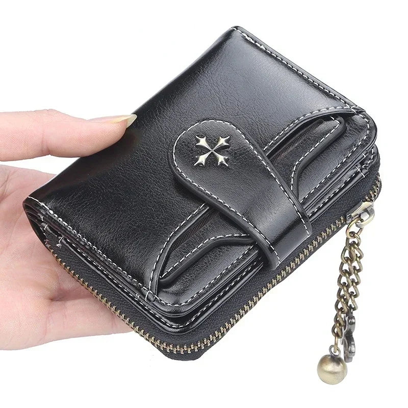 🌟 Elegance Meets Functionality – Stylish Women's PU Leather Coin Purse with Keychain Accent