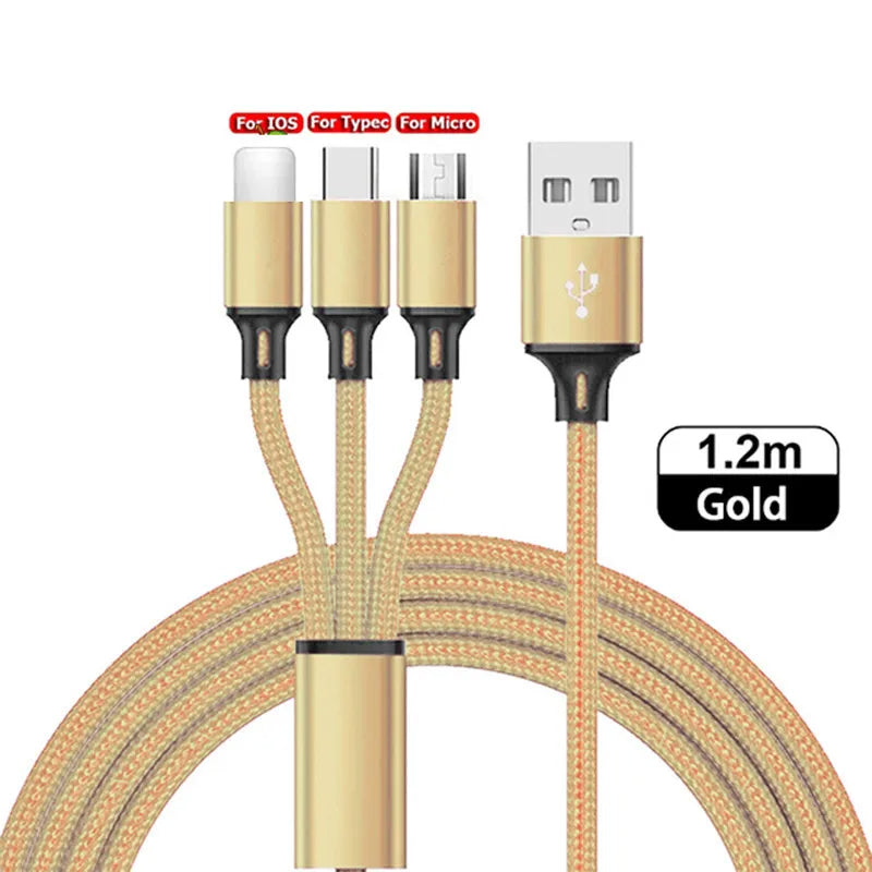 🚀 Cavo di ricarica rapida multi-USB 3 in 1 | Sincronizza e carica più dispositivi contemporaneamente