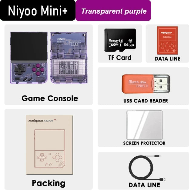 🎮 Niyoo Mini+ Transparent Purple - Jeu rétro amusant 🎮