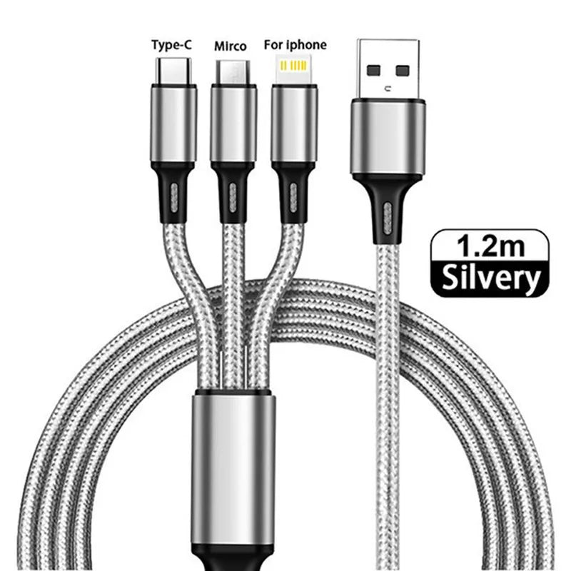 🚀 Cavo di ricarica rapida multi-USB 3 in 1 | Sincronizza e carica più dispositivi contemporaneamente